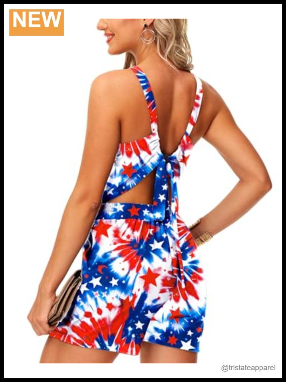 Halter Neck Sleeveless Romper with Pockets Tie Back Short Summer